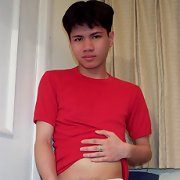 Sweet asian gay boy playing on the bed jerking his co..
